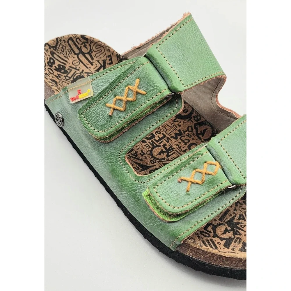 TMA Eyes Green Cork Bed Sandals Size 9 (EU 40) Hand Stitched Comfort Slides - Picture 6 of 11